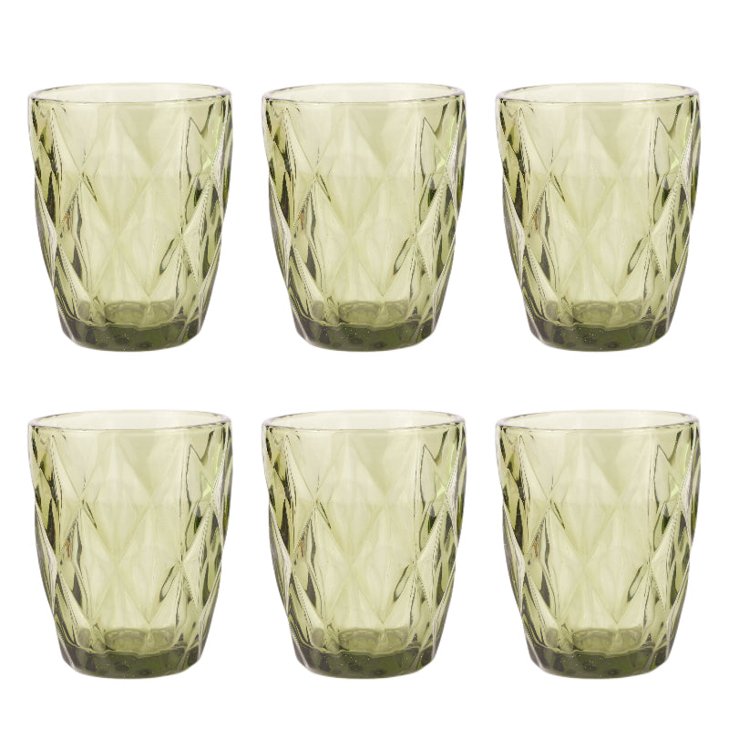 Set de 6 Vasos Colores , Vaso de Cristal agua de 300 ml, Vaso de Agua y Bebidas, Aptos para Lavavajillas (Verde)