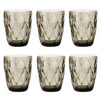 Set de 6 Vasos Colores, Vaso de Cristal agua de 300 ml, Vaso de Agua y Bebidas, Aptos para Lavavajillas (Gris)