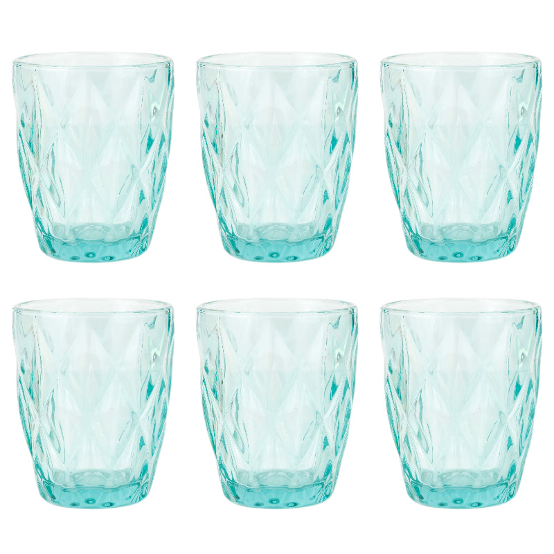 Set de 6 Vasos Colores o Transparente, Vaso de Cristal agua de 300 ml, Vaso de Agua y Bebidas, Aptos para Lavavajillas