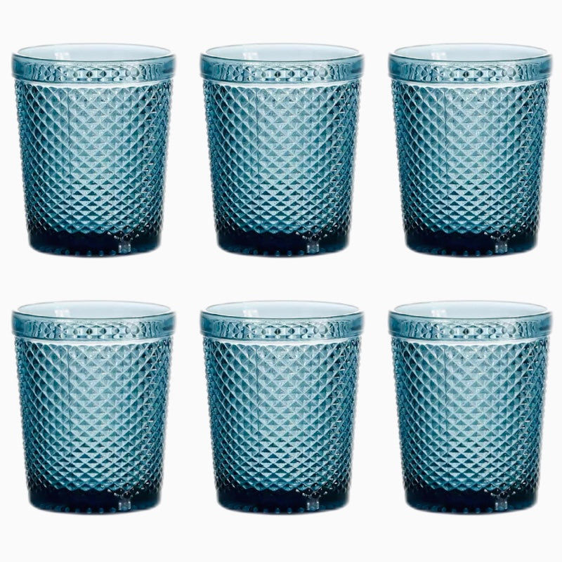 Set de 6 Vasos de Cristal Colores de 250ml, Vasos de Agua y Bebidas, Aptos para Lavavajillas