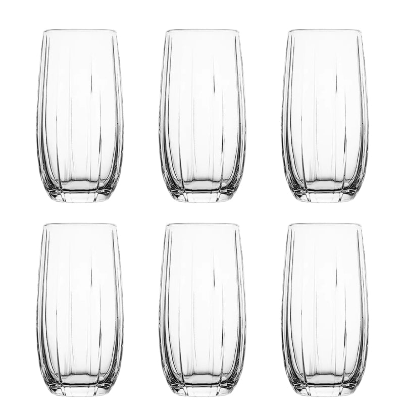 Set de 6 Vasos de Cristal Transparente 510ml, Vasos de Agua y Bebidas Alcohólicas, Aptos para Lavavajillas
