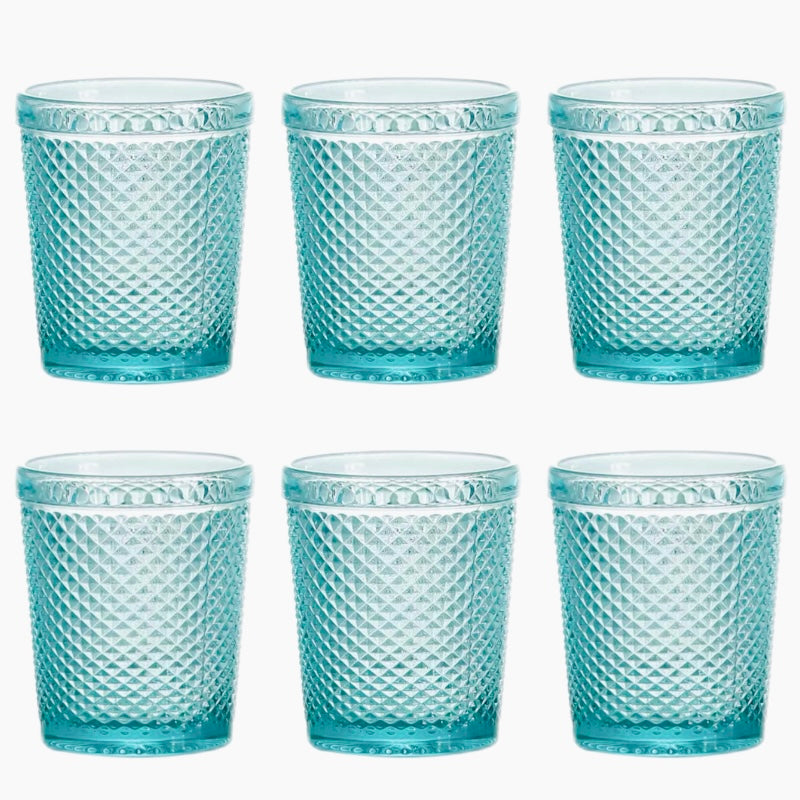 Set de 6 Vasos de Cristal Colores de 250ml, Vasos de Agua y Bebidas, Aptos para Lavavajillas