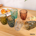 Set de 6 Vasos Colores o Transparente, Vaso de Cristal agua de 300 ml, Vaso de Agua y Bebidas, Aptos para Lavavajillas