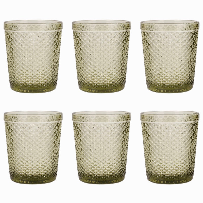 Set de 6 Vasos de Cristal Colores de 250ml, Vasos de Agua y Bebidas, Aptos para Lavavajillas