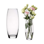 Jarrón de Flores de Cristal, Florero abombado de Vidrio, 26cm, 21cm y 26.5cm de Alto, Elegante y Sofisticado