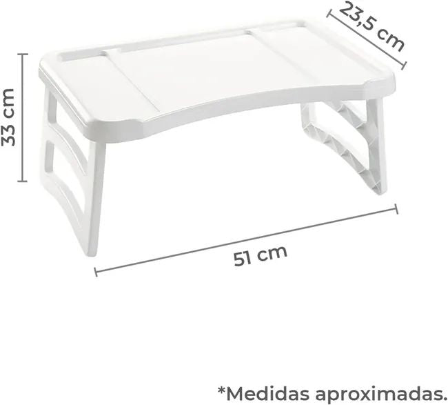 Bandeja Plegable de Plástico, 51 x 33 x 23,5 cm, Mesa Multiuso para Desayuno, Ordenador Portátil