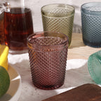 Set de 6 Vasos de Cristal Colores de 250ml, Vasos de Agua y Bebidas, Aptos para Lavavajillas