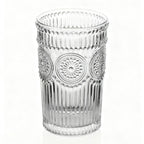 Set de 6 Vasos Transparentes de Cristales de 330ml con Patrón Girasol, Aptos para Lavavajillas