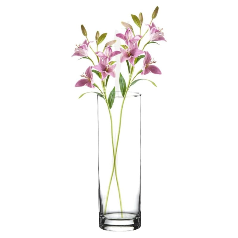 Jarrón de Flores de Cristal, Florero abombado de Vidrio, 26cm, 21cm y 26.5cm de Alto, Elegante y Sofisticado
