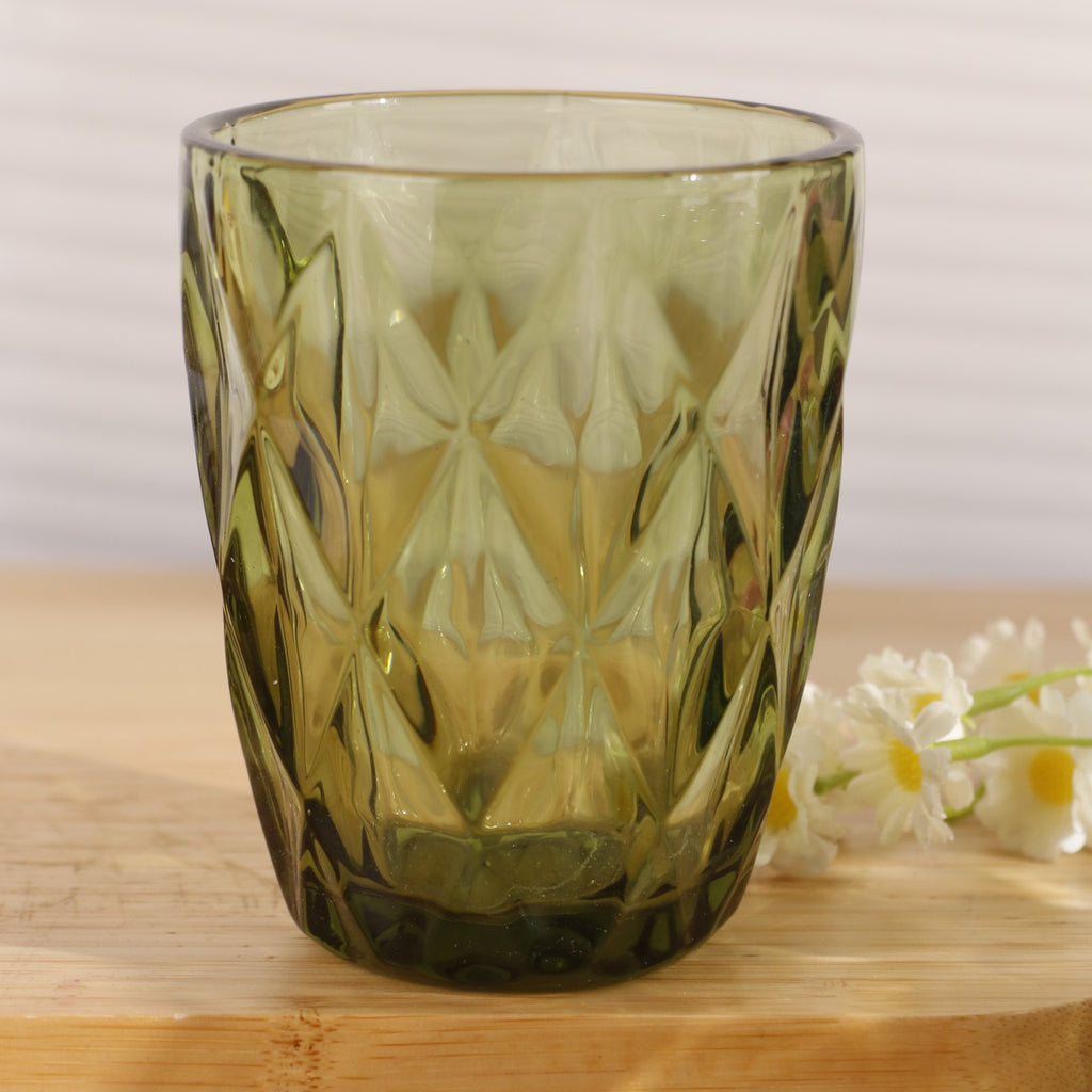 Set de 6 Vasos Colores , Vaso de Cristal agua de 300 ml, Vaso de Agua y Bebidas, Aptos para Lavavajillas (Verde)