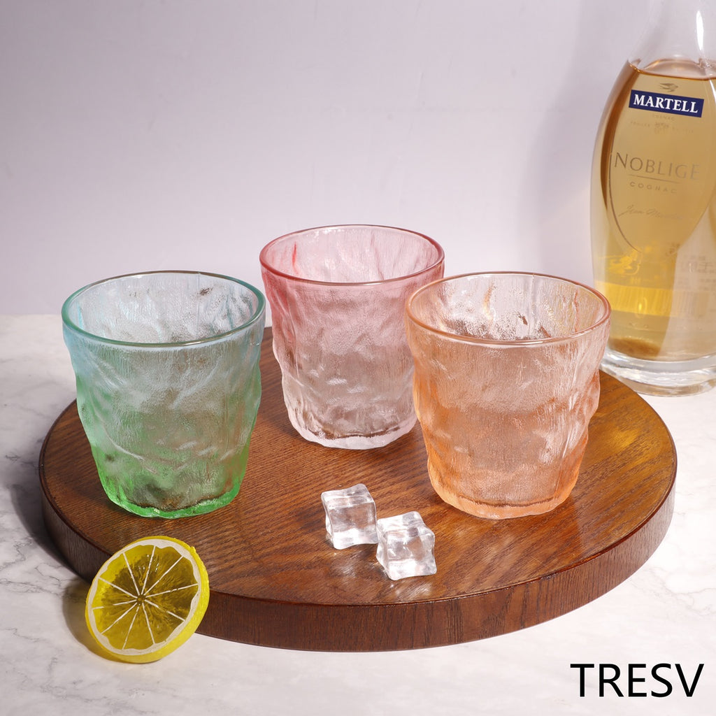 Set de 6 Vasos Colores o Transparente, Vaso de Cristal agua de 270 ml, Vaso de Agua y Bebidas, Aptos para Lavavajillas (Vaso Naranja 270ml)