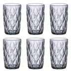 Set de 6 Vasos Colores, Vaso de Cristal agua de 360 ml, Vaso de Agua y Bebidas, Aptos para Lavavajillas