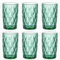 Set de 6 Vasos Colores, Vaso de Cristal agua de 360 ml, Vaso de Agua y Bebidas, Aptos para Lavavajillas