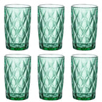 Set de 6 Vasos Colores, Vaso de Cristal agua de 360 ml, Vaso de Agua y Bebidas, Aptos para Lavavajillas
