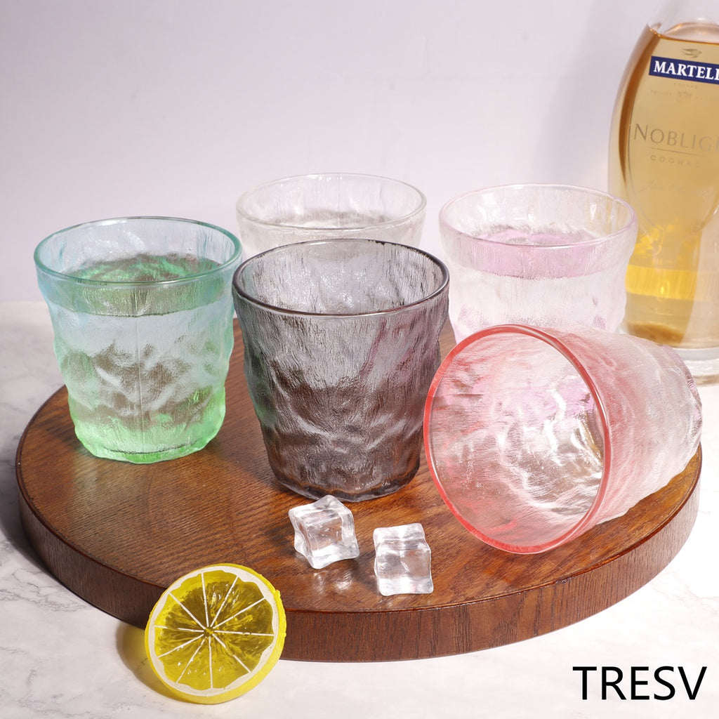 Set de 6 Vasos Colores o Transparente, Vaso de Cristal agua de 270 ml, Vaso de Agua y Bebidas, Aptos para Lavavajillas (Vaso GrisNegro 270ml)