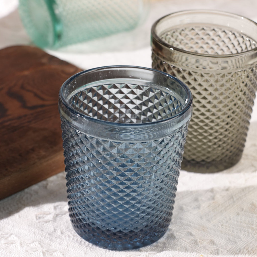 Set de 6 Vasos de Cristal Colores de 250ml, Vasos de Agua y Bebidas, Aptos para Lavavajillas