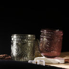 Set de 6 Vasos Colores de 250ml, Vaso de Cristal agua y Bebidas Alcohólicas con Patrón Girasol ,Aptos para lavavajillas
