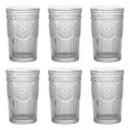 Set de 6 Vasos Transparentes de Cristales de 330ml con Patrón Girasol, Aptos para Lavavajillas