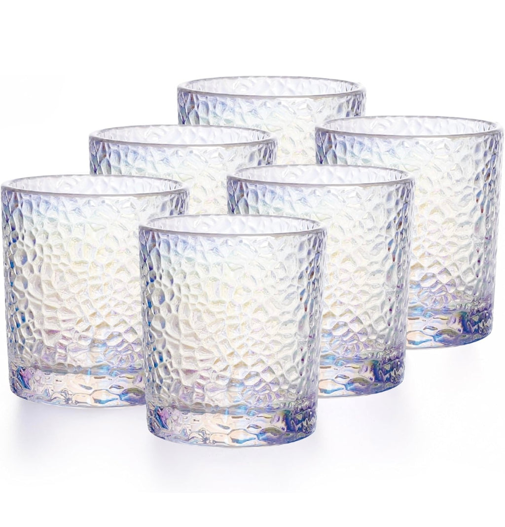 Set de 6 Vasos Colores, Vaso de Cristal agua de 350cc, Vaso de Agua y Bebidas, Aptos para Lavavajillas