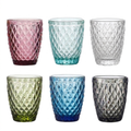 Set de 6 Vasos de Cristal 250ml | Diseño de Diamante Elegante | Aptos para Lavavajillas | Vidrio Sin Plomo para Agua y Refrescos