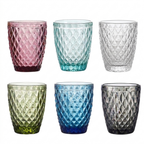 Set de 6 Vasos de Cristal 250ml | Diseño de Diamante Elegante | Aptos para Lavavajillas | Vidrio Sin Plomo para Agua y Refrescos