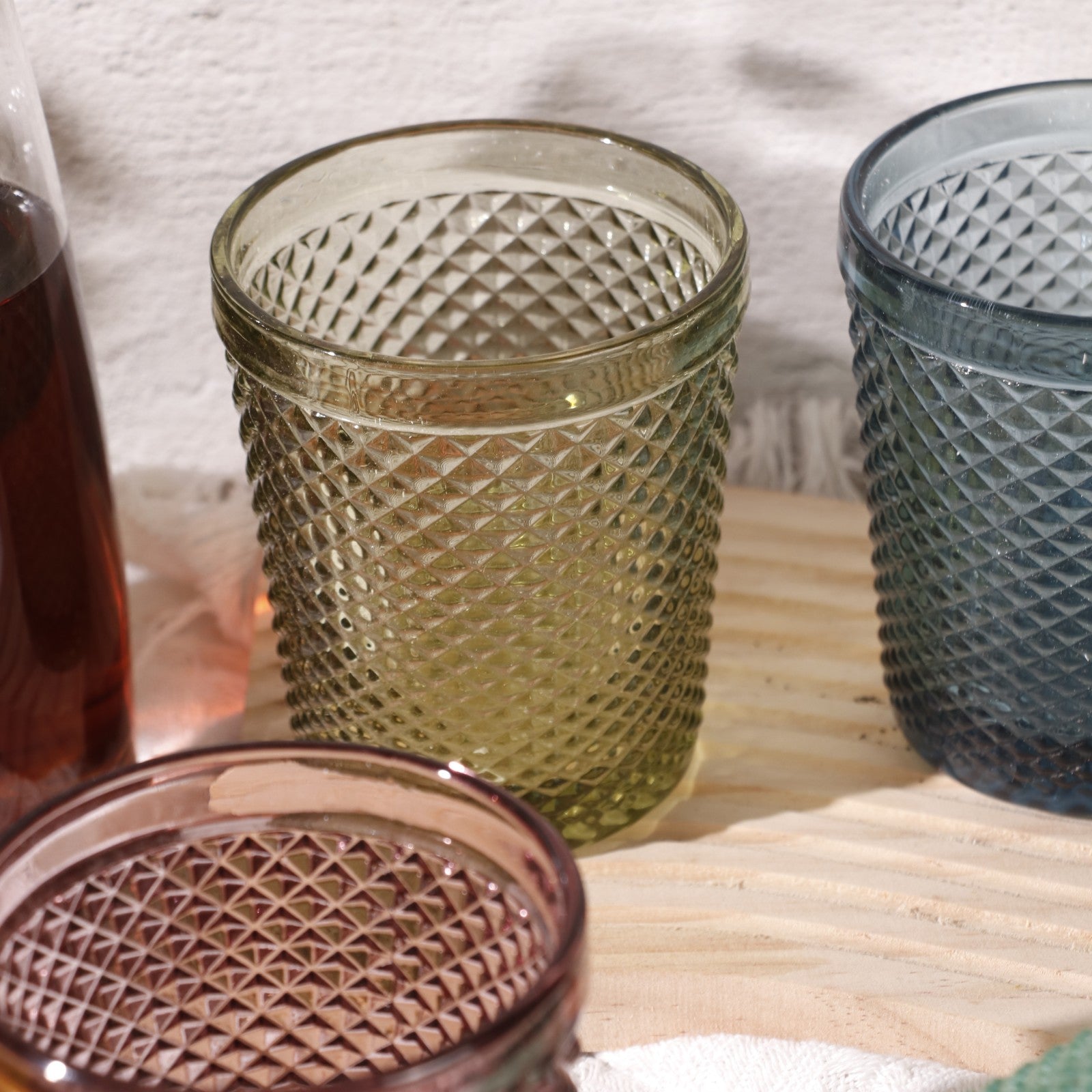 Set de 6 Vasos de Cristal Colores de 250ml, Vasos de Agua y Bebidas, Aptos para Lavavajillas