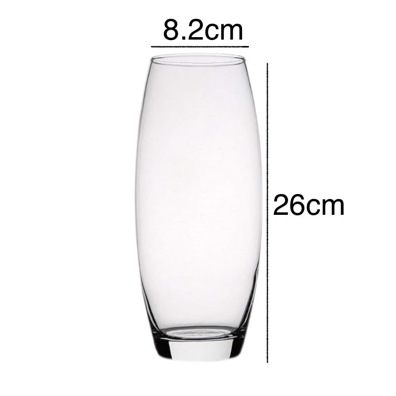 Jarrón de Flores de Cristal, Florero abombado de Vidrio, 26cm, 21cm y 26.5cm de Alto, Elegante y Sofisticado