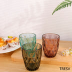 Set de 6 Vasos Colores, Vaso de Cristal agua de 300 ml, Vaso de Agua y Bebidas, Aptos para Lavavajillas (Gris)
