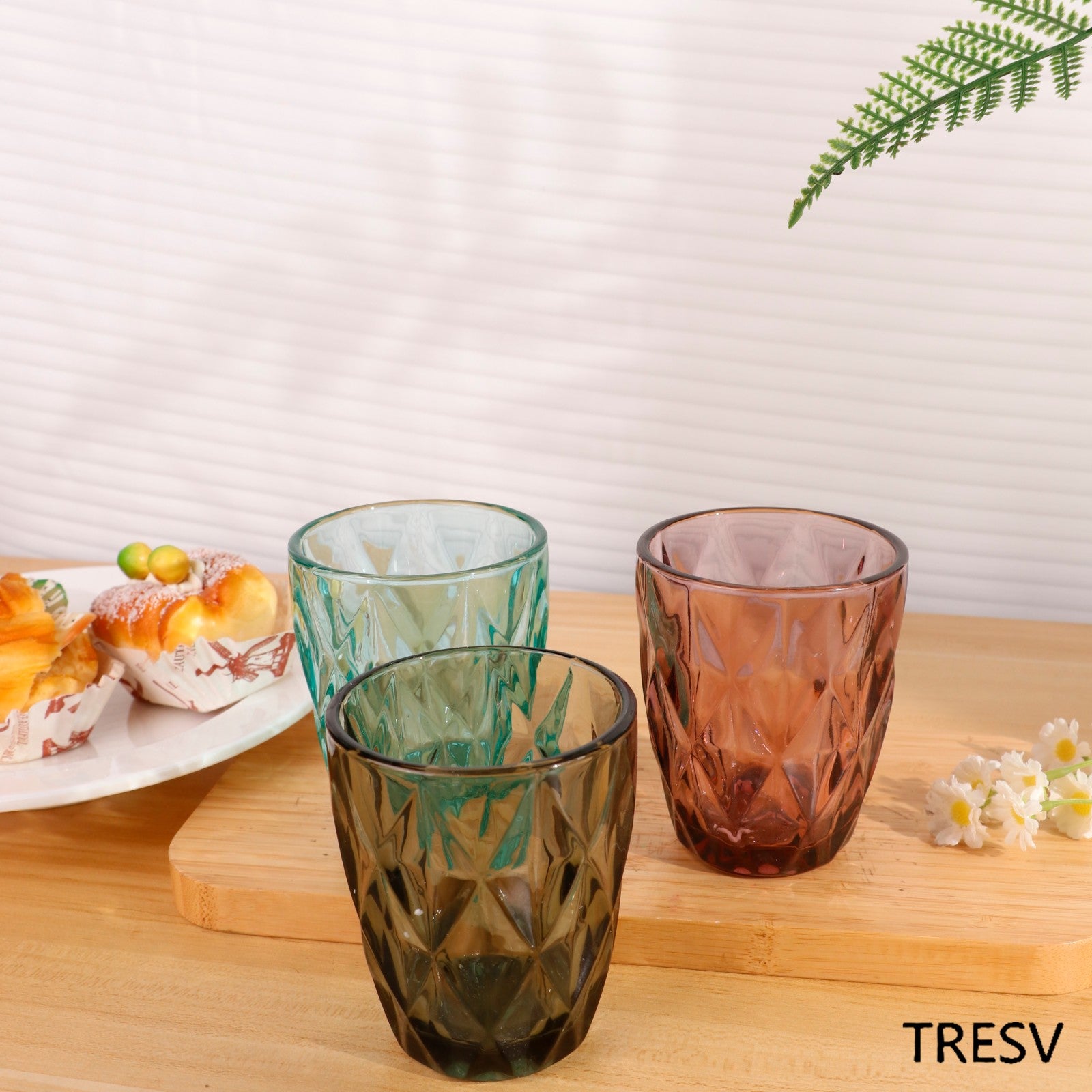 Set de 6 Vasos Colores, Vaso de Cristal agua de 300 ml, Vaso de Agua y Bebidas, Aptos para Lavavajillas (Gris)