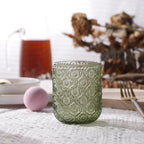Set de 6 Vasos Colores de 250ml, Vaso de Cristal agua y Bebidas Alcohólicas con Patrón Girasol ,Aptos para lavavajillas