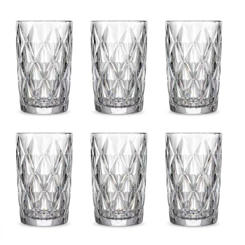 Set de 6 Vasos Transparente, Vaso de Cristal agua de 360 ml, Vaso de Agua y Bebidas, Aptos para Lavavajillas