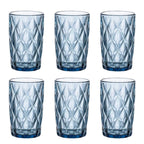 Set de 6 Vasos Colores, Vaso de Cristal agua de 360 ml, Vaso de Agua y Bebidas, Aptos para Lavavajillas