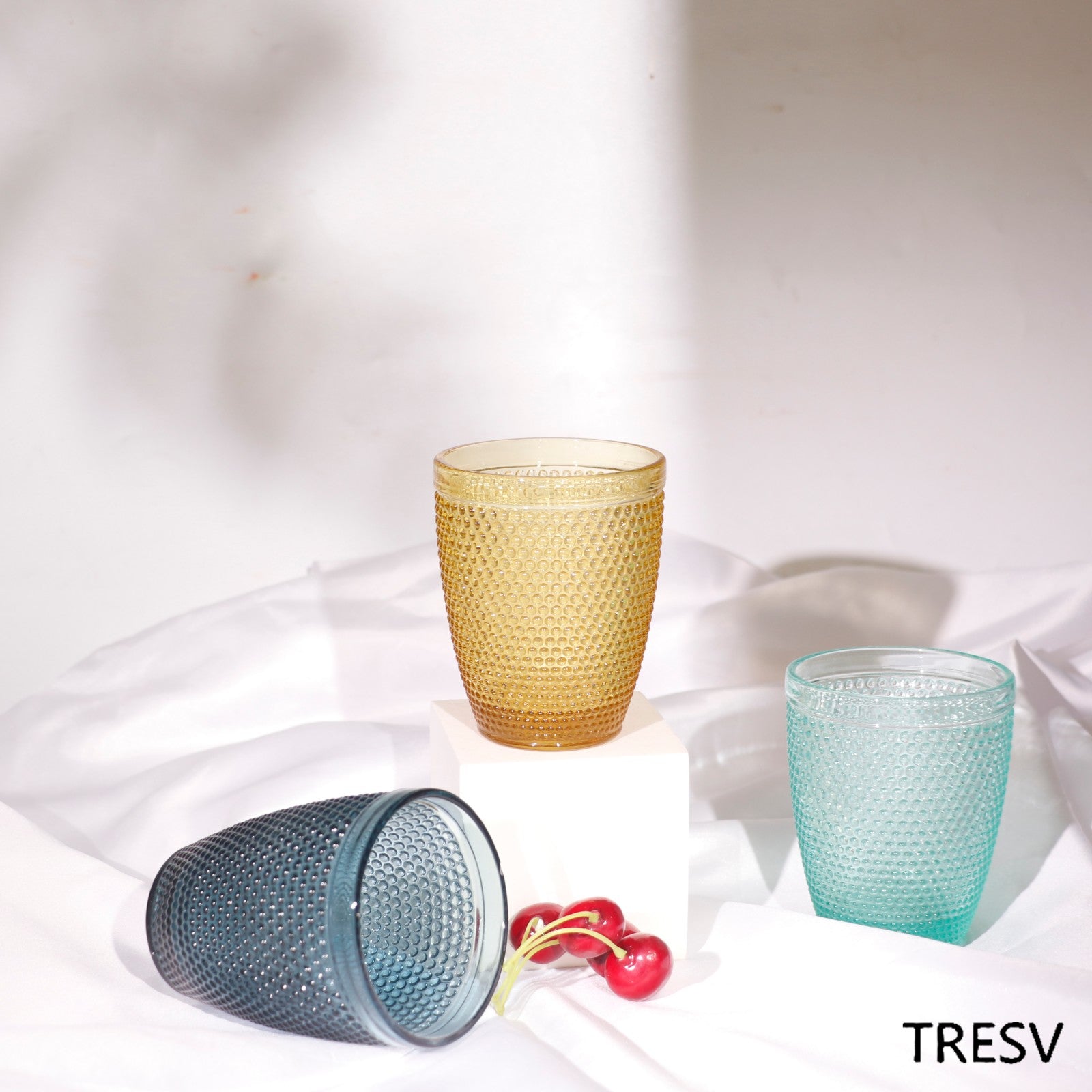 Set de 6 Vasos de Cristal de Colores 250ml ,Vidrio de Alta Calidad | Apto para Lavavajillas