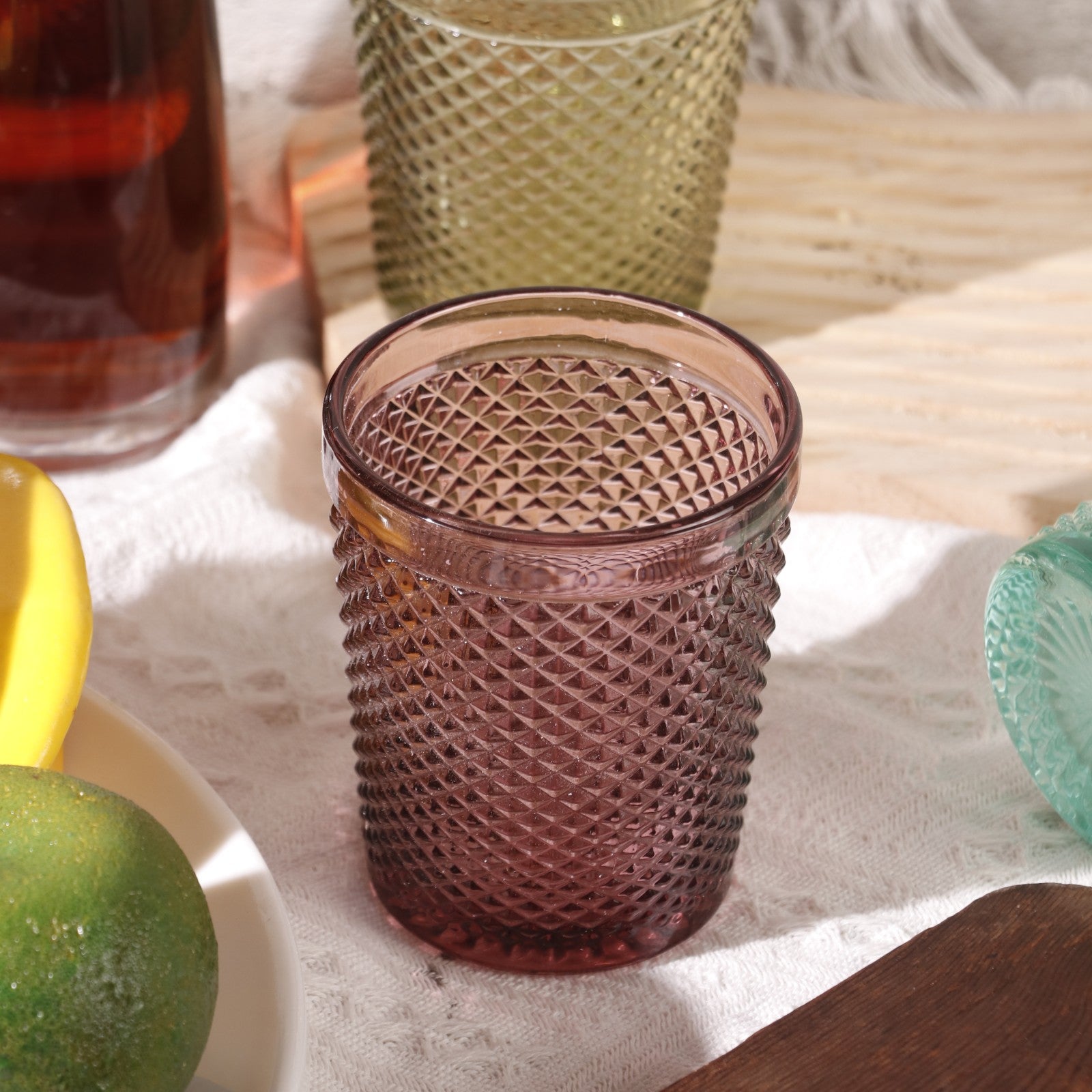 Set de 6 Vasos de Cristal Colores de 250ml, Vasos de Agua y Bebidas, Aptos para Lavavajillas