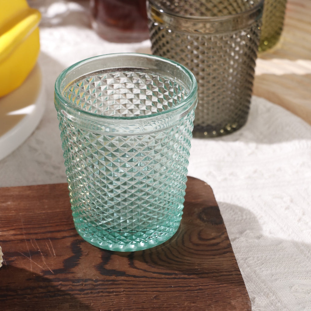 Set de 6 Vasos de Cristal Colores de 250ml, Vasos de Agua y Bebidas, Aptos para Lavavajillas