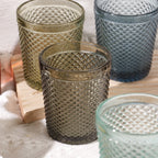 Set de 6 Vasos de Cristal Colores de 250ml, Vasos de Agua y Bebidas, Aptos para Lavavajillas