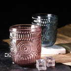 Set de 6 Vasos Colores de 250ml, Vaso de Cristal agua y Bebidas Alcohólicas con Patrón Girasol ,Aptos para lavavajillas