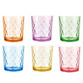 Set de 6 Vasos Colores de 360ml, Vaso de Cristal agua y Bebidas Alcohólicas,l,Aptos para lavavajillas