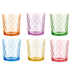 Set de 6 Vasos Colores de 360ml, Vaso de Cristal agua y Bebidas Alcohólicas,l,Aptos para lavavajillas