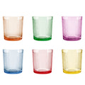 Set de 6 Vasos Colores de 360ml, Vaso de Cristal agua y Bebidas Alcohólicas,l,Aptos para lavavajillas