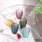 Set de 6 Vasos de Cristal de Colores 250ml ,Vidrio de Alta Calidad | Apto para Lavavajillas