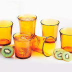 Set de 6 Vasos de cristal agua, Vasos Colores de Ambar, Vasos de Cristal de 21CL de Duralex, Aptos para lavavajillas