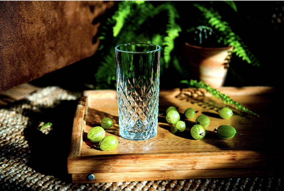 Set de 6 Vasos de Cristal Agua y Bebidas, Vasos de Cristal Transparentes de 356cc, Aptos para Lavavajillas