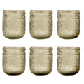 Set de 6 Vasos Colores de 250ml, Vaso de Cristal agua y Bebidas Alcohólicas con Patrón Girasol ,Aptos para lavavajillas