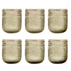 Set de 6 Vasos Colores de 250ml, Vaso de Cristal agua y Bebidas Alcohólicas con Patrón Girasol ,Aptos para lavavajillas