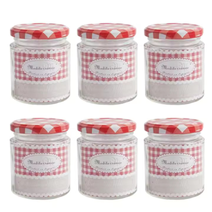 Set de 6 Botes de Cocina Almacenaje de Cristal, Tarros de Cristal con tapa 250cc, 330cc, 450cc y 1000cc, Aptos para