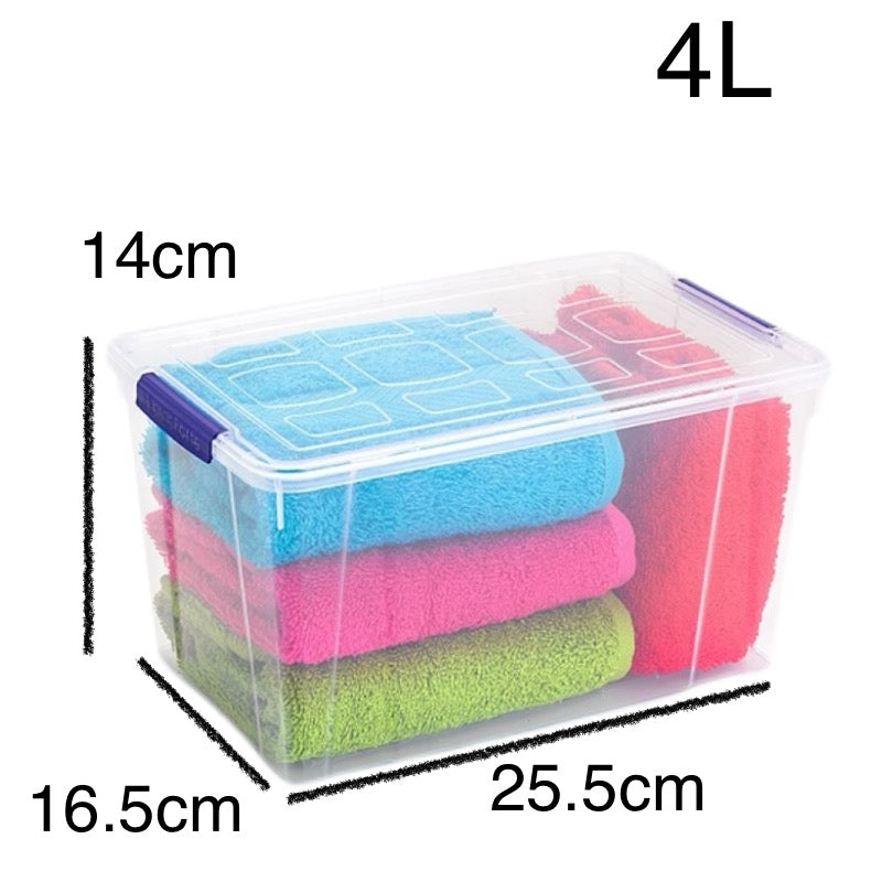 Set 3 Cajas de Ordenación 4L Almacenamiento Plástico Transparente Hermético