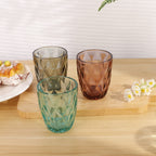 Set de 6 Vasos Colores o Transparente, Vaso de Cristal agua de 300 ml, Vaso de Agua y Bebidas, Aptos para Lavavajillas