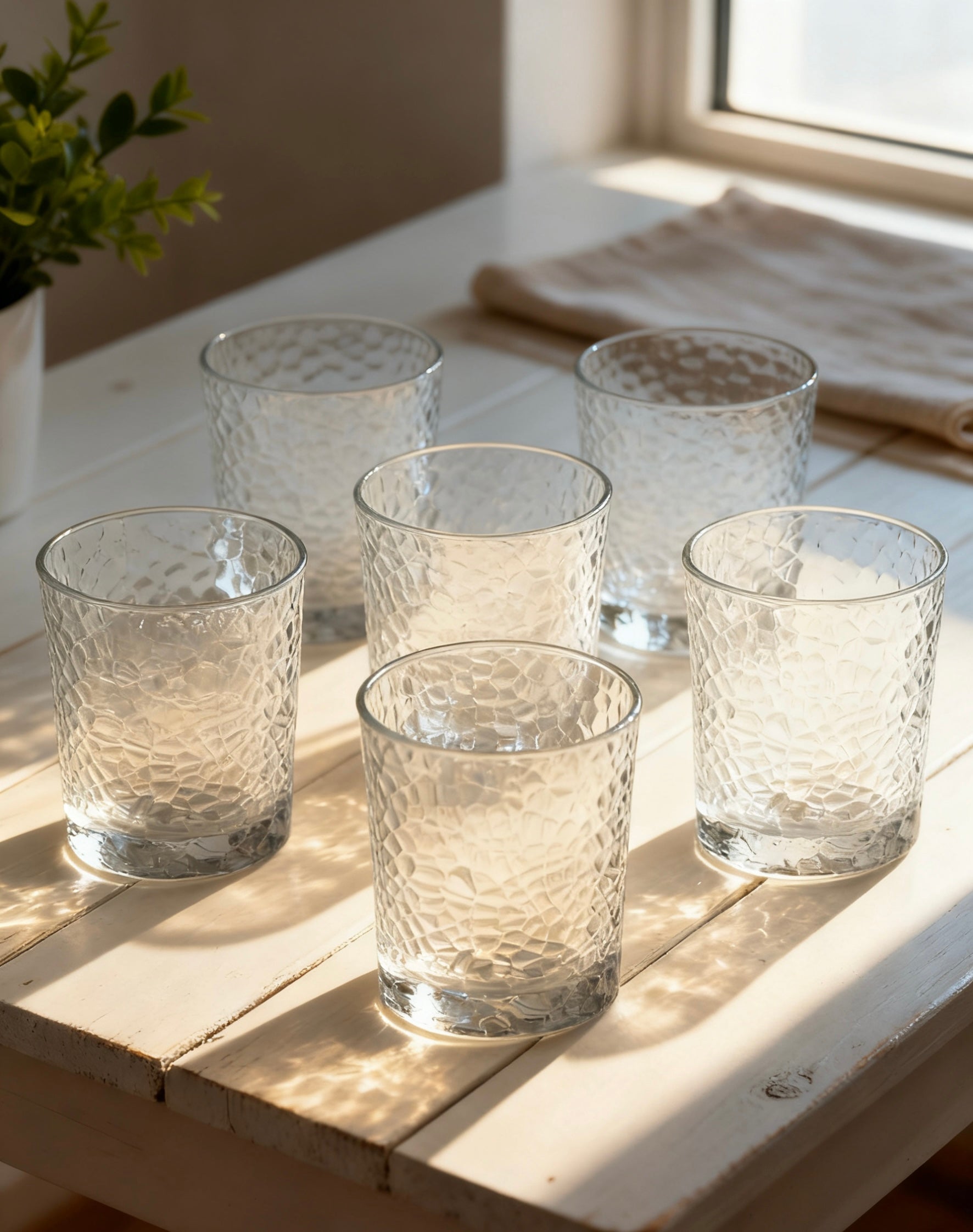 Set de 6 Vasos de Cristal Transparente 350cc, Vasos de Agua y Bebidas Alcohólicas, Aptos para Lavavajillas
