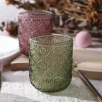 Set de 6 Vasos Colores de 250ml, Vaso de Cristal agua y Bebidas Alcohólicas con Patrón Girasol ,Aptos para lavavajillas
